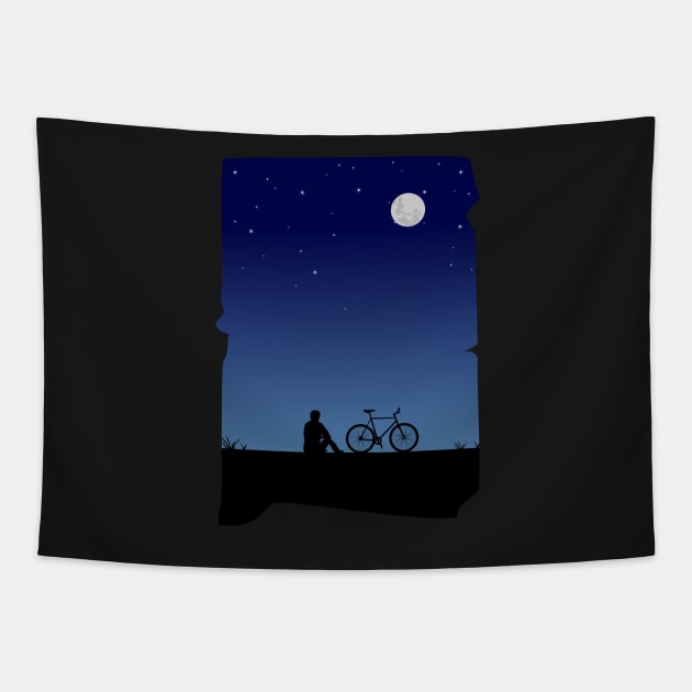 night Cycling alone Tapestry by Zakaria Azis