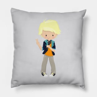 Rock Boy, Blond Hair, Band Singer, Microphone Pillow