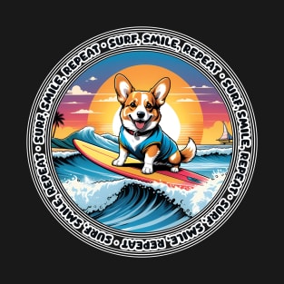 Surf, Smile, Repeat - Surfing Corgi T-Shirt