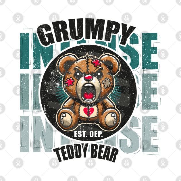 Grumpy Teddy Bear cartoon, Art Illustration by Casually Fashion Store