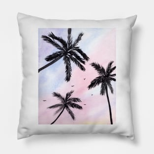 Palm Trees Sunset Pillow