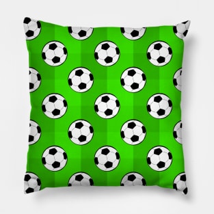 Football / Soccer Balls - Seamless Pattern on Stadium Background Pillow