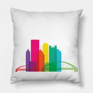 Pittsburgh Downtown Rainbow City Skyline Pillow