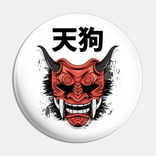 Tengu Mask Japanese Traditional Art Style Pin