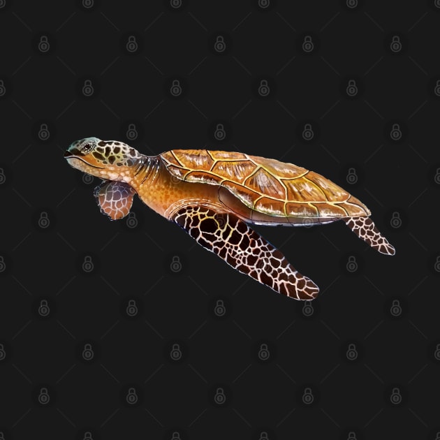 Hawaiian green sea turtle by Coreoceanart