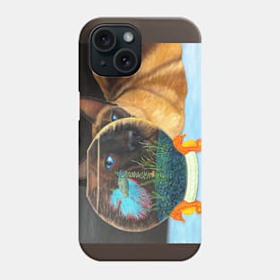 Siamese Cat Looking Through a Fishbowl at a Betta Fish. Phone Case