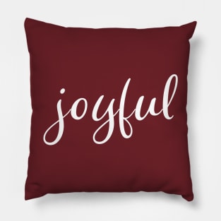 Joyful Christmas Holiday White Script Modern Trendy Red Design Pillow