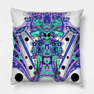 alien warfare in mictlan underworld ecopop art wallpaper Pillow