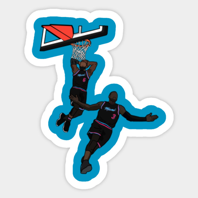 Dwyane Wade Alley Oop To Lebron James Miami Heat Vice Nba Sticker Teepublic