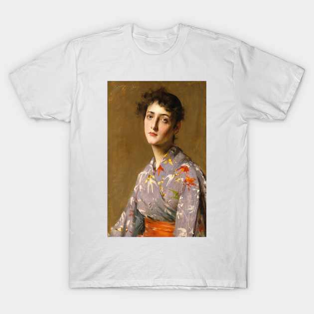 Discover Girl in a Japanese Costume by William Merritt Chase - Kimono - T-Shirt