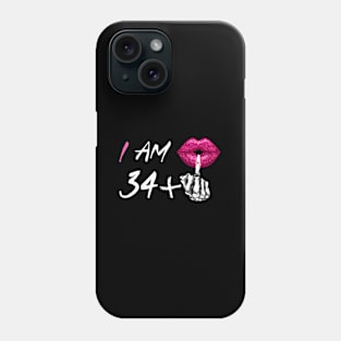 I'M 34 Plus 1 Middle Finger Skull 35Th Phone Case