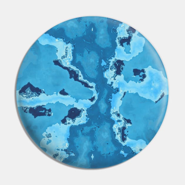 Blue Ocean Water Marble Stone Pin by Moon Art