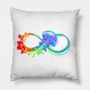 Infinity with Rainbow Jellyfish Pillow