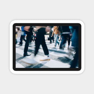 Blurred Legs of People Crossing Shibuya Crossing in Tokyo Magnet