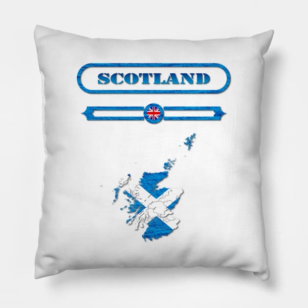 SCOTLAND, UNITED KINGDOM, MAP OF SCOTLAND. SAMER BRASIL Pillow by Samer Brasil