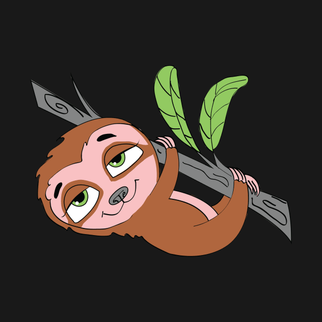 Funny Cute Hanging Relaxed Lazy Sloth in power saving mode by Foxydream