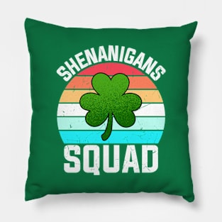 Shenanigans Squad Shamrocks Funny St Patricks Day Pillow