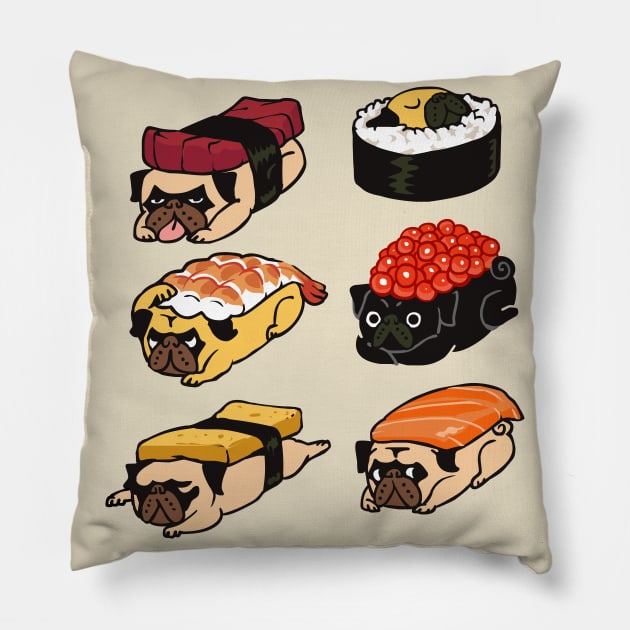 Sushi Pug Pillow by huebucket