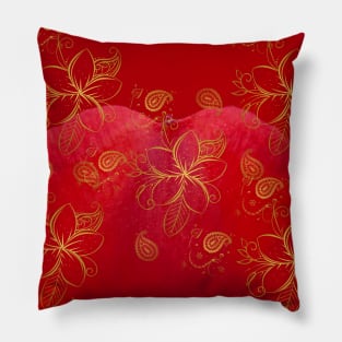 Red and  Gold frangipani flowers iPhone cover Pillow