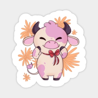 Happy strawberry spring cow Magnet