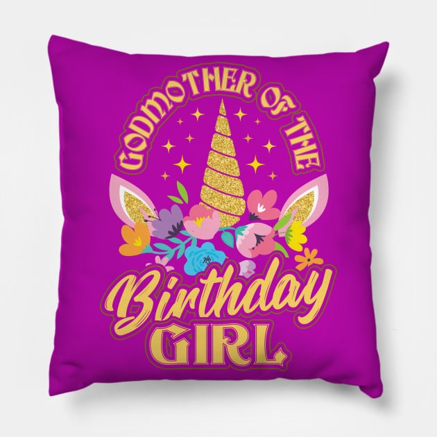 Godmother of the Birthday Girl Unicorn Pillow by aneisha