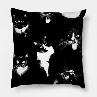 Large Black and White Cats Pillow