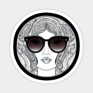 Cool vintage woman with sunglasses | Magnet