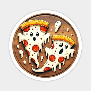 Funny Pizza Ghost Halloween Magnet