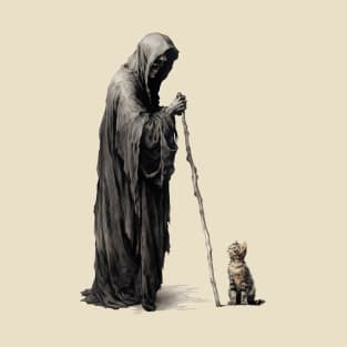 The Grim Reaper and a cat, death and a kitten. T-Shirt