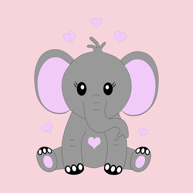 Cute baby elephant in pink by MarionsArt