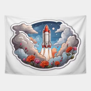 Chasing Clouds: A Rocket's Coloring Journe (143) Tapestry