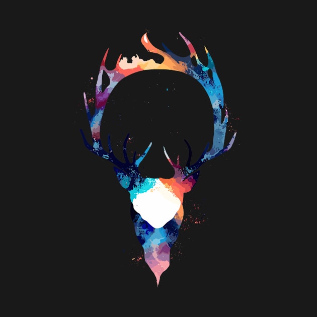 Stag Deer Wild Nature Animal Colors Art by Cubebox