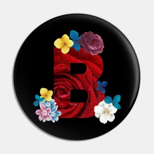 Floral Letter B Pin