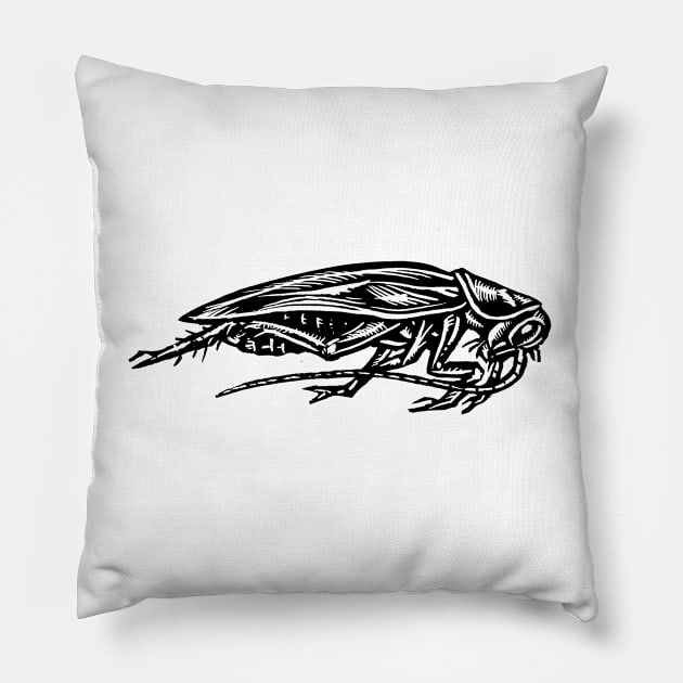 Cockroach (Side View) Pillow by Lisa Haney