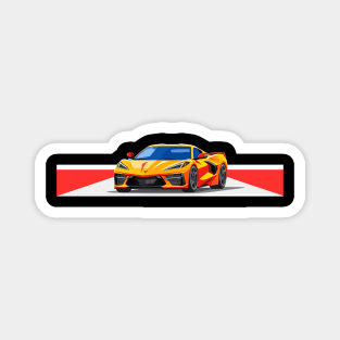 C8 Racing Orange sportscar retro design vintage style supercar Classic car vibes with an orange C8 Retro flair for C8 enthusiasts Magnet