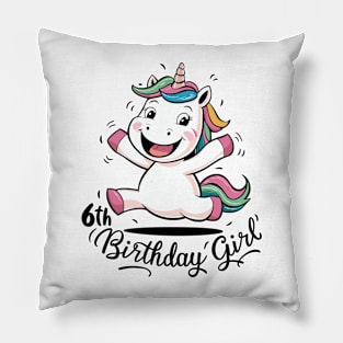 Unicorn 6th Birthday Girl Gift Mythical Creature Pillow