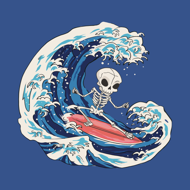 Cool Surfing Skeleton Riding a Great Wave by SLAG_Creative