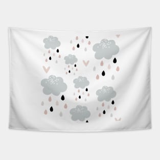 Scandi Rain Clouds - pink Tapestry