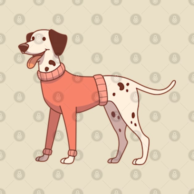 Dalmatian dog wearing a red sweater by Vaigerika