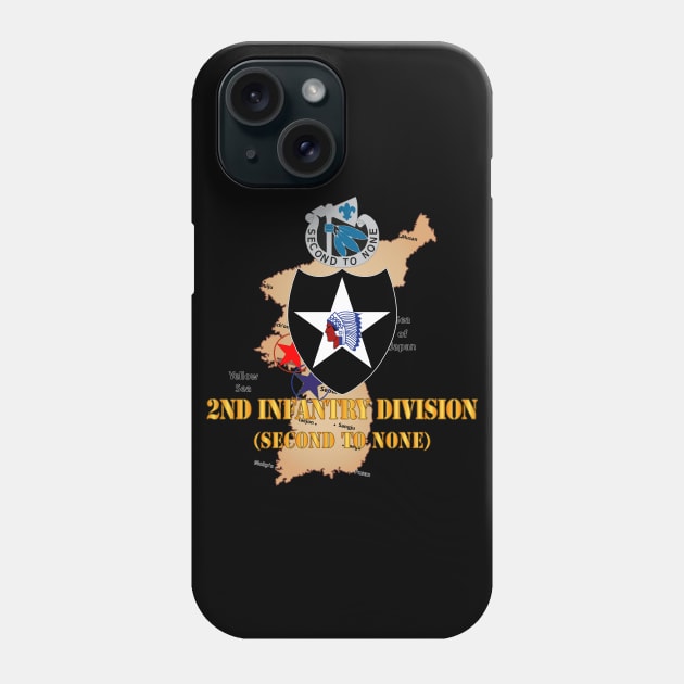 Korea Map - 2nd Infantry Div - Second to None - V1 Phone Case by twix123844