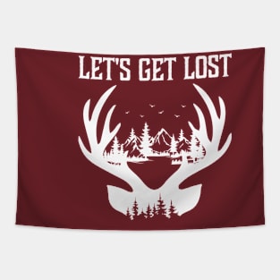 Camping Deer Let's Get Lost Outdoor Camping Tapestry