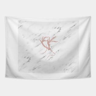 Rose gold deer - soft white marble Tapestry