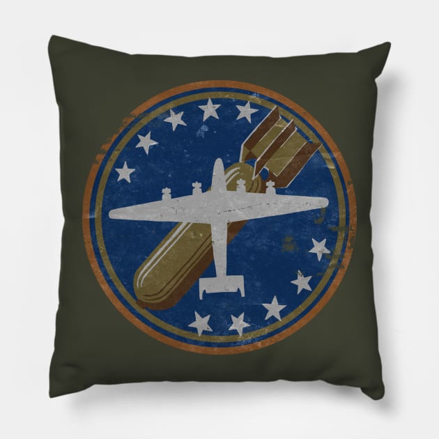 55th Bomb Wing World War 2 Squadron Bomber Patch Vintage Design Pillow by DesignedForFlight