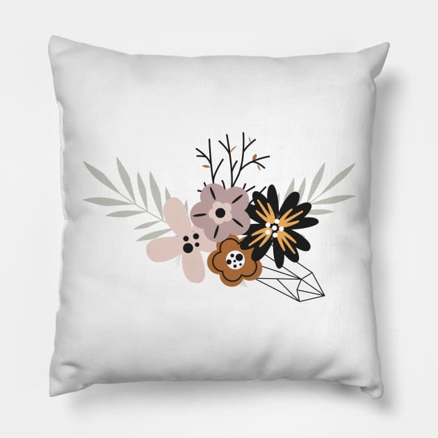 Boho Floral Design Pillow by Designs by Katie Leigh