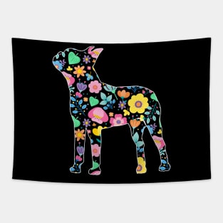 Floral Boston terrier print Tapestry