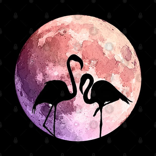 Flamingo and shades pink Moon by Collagedream