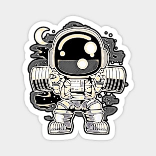 Astronaut Barbell Body Builder • Funny And Cool Sci-Fi Cartoon Drawing Design Great For Any Occasion And For Everyone Magnet