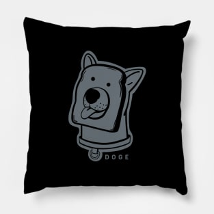 Slice of bread and doge face a funny and weird awesomeness in grey ink Pillow