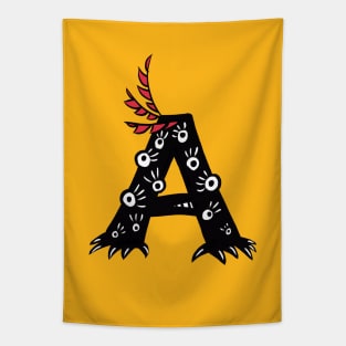 Letter A Funny Monster Character Tapestry