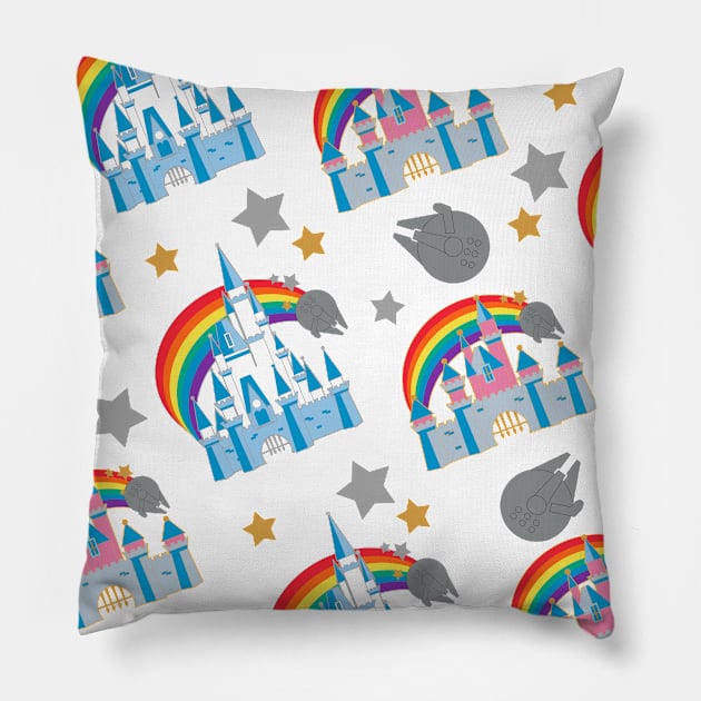 Rainbow Castles Pattern - white Pillow by creationsbym